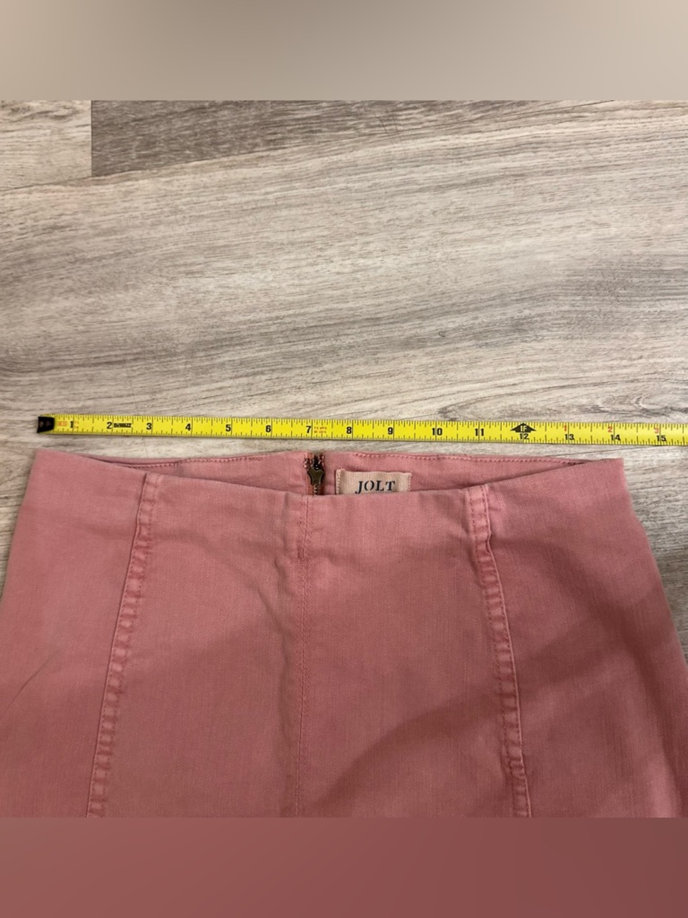 Jolt Pink Denim Mini Skirt High Rise Zip Back Casual Size 7/28/M - Picture 4 of 6